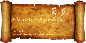 Röszler Jozafát névjegykártya